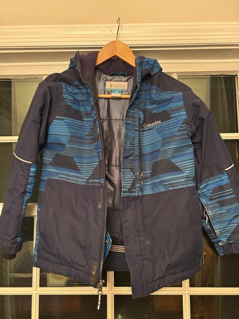 Columbia Boys' Navy & Blue Geometric Hooded Puffer Jacket